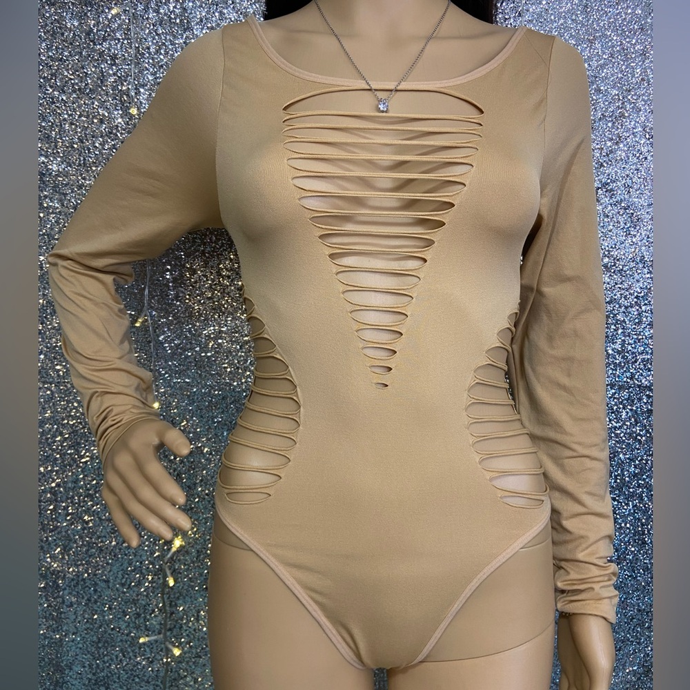 Distressed Cut-Out Bodysuit